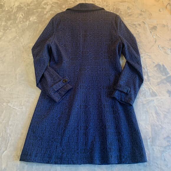 Ethyl Patterned Long Coat Women's M Blue Brocade Button Down Victorian (0317) - Picture 10 of 12